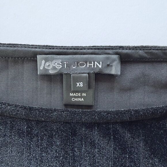 NWT ST JOHN Crushed Velvet Ribbed Short Dolman Sleeve Top in Black Size XS - Picture 8 of 12